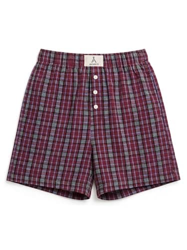 ANRABESS Shorts for Women 2026 Summer Casual Lounge Pajama Sleep Gingham Boxer Shorts Soft Comfy Beach Pj Bottoms Pockets Red Grey Plaid Medium - Image 1