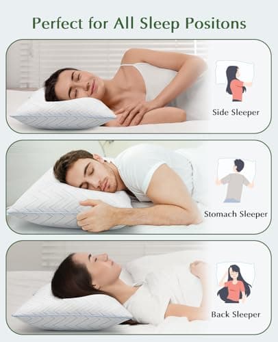 DIORIS Queen Size Pillows Set of 2 - Hotel-Quality Down Alternative Bed Pillows for Back, Side & Stomach Sleepers, Cooling Breathable Microfiber Fill, Medium Firm Support for Neck & Shoulders - Thumbnail 3