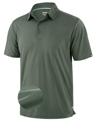 G Gradual Mens Golf Shirt Short Sleeve Athletic Dry Fit Moisture Wicking Performance Lightweight Grid Summer Collared Polo Shirts for Men(Ash Green,3X-Large) - Image 1