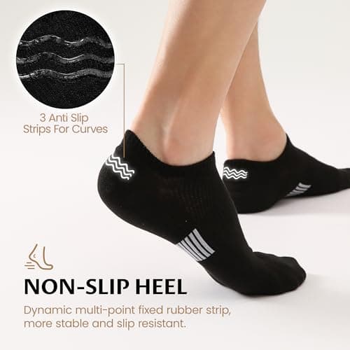 Sunew 8 Pairs No Show Socks Womens Mens Low Cut Non Slip Casual Socks Invisible Flat Boat Liner Socks Black Large - Thumbnail 5