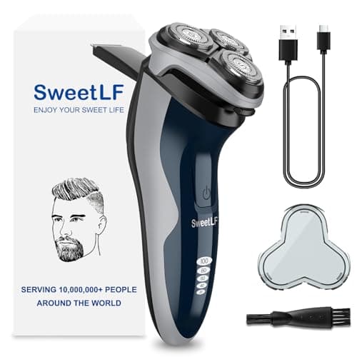 SweetLF Electric Razor for Men with Pop-Up Trimmer, IPX7 Waterproof Electric Shaver, Rechargeable Cordless Shavers for Men, Type-C, 120Mins Runtime, Plug & Play, Blue