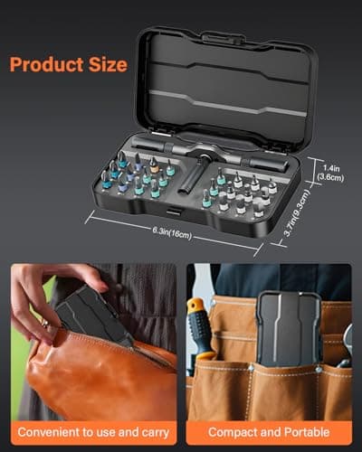 24 in 1 Magnetic Ratchet Screwdriver Set, DIY Mini Screwdriver Set, Multi Bit Magnetic Drive Set with Detachable Ratchet Handle, Portable Precision Repair Tool Kit for Furniture Computer Bicycle - Thumbnail 6