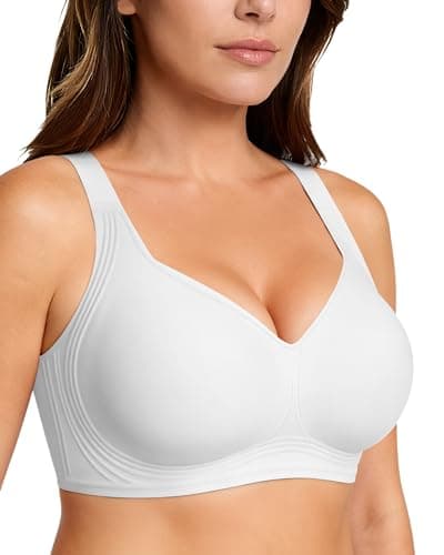 HORISUN Full Coverage Bras for Women Plus Size No Underwire Push Up Bra Wireless Bras with Support and Lift (White 40B) - Image 1