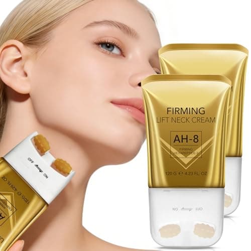 AH-8 Neck Firming Cream with Roller, Collagen Peptide Anti Aging Formula, Tighten Saggy Turkey Neck, Deep Moisturizing, Smooths Fine Lines Wrinkles, Daily Care for Face, Visible Lifting in few Days - Image 1