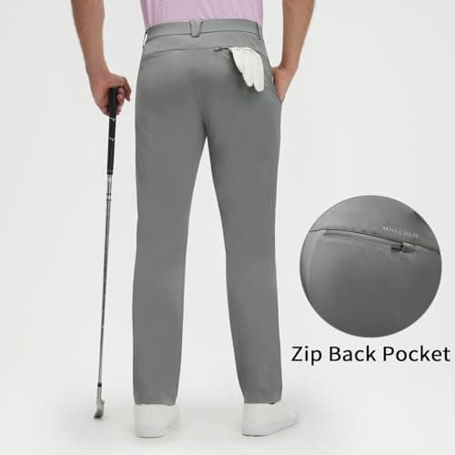 M MAELREG Men's Golf Pants 30"/32"/34" Stretch Dress Pants Lightweight Breathable Quick Dry Slacks Trousers Pockets Iron Gray - Thumbnail 3