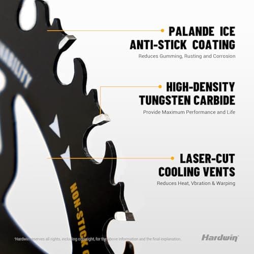7 1/4 Inch Framing Circular Saw Blade-3Pack, 24T ATB Carbide Teeth, Lightweight for Cordless Saws. Super Thin Kerf for Cutting Wood, Plywood, MDF, OSB, Hardwood, Softwood & More. - Thumbnail 4