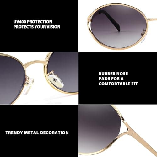 DreamCalf Retro Sunglasses for Women Classic Round Designer Sun Glasses UV400 Protection Shades - Thumbnail 4