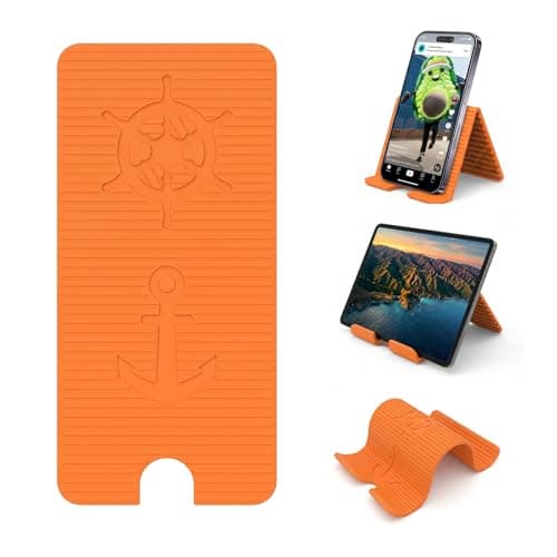 Adjustable Foldable Silicone Phone Stand, Yellow, with Charging Port, Non-Slip Desk Holder for iPhone, Samsung, Tablets