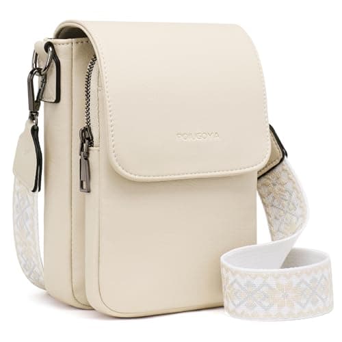 POIUGOYA Small Crossbody Bags for Women Trendy,Leather Triple Compartment Cell Phone Crossbody Wallet Purses with Card Slots - Image 1