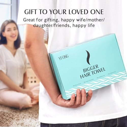 YFONG 3 Pack Large Microfiber Hair Towel Wrap, 30" x 10" Anti Frizz Quick Dry Hair Towels for Women Long, Curly, Thick Hair, Super Absorbent Hair Turban for Wet Hair (Grey, White, Camel) - Thumbnail 2