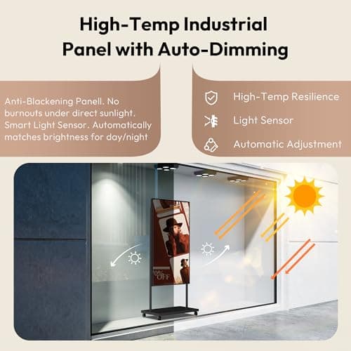 43″ Digital Signage,3000 Nits Auto-Brightness Adjustment,Android 14, Floor Standing Digital Kiosks Displays,CMS/WiFi/HDMI/USB Input Auto Media Player, Totem Advertising Digital for Shop Window - Thumbnail 3