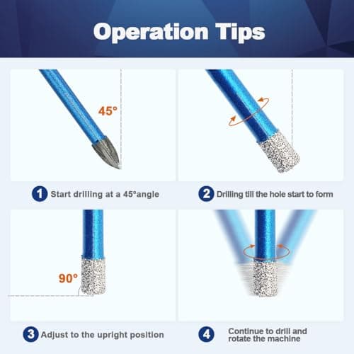 Diamond Drill Bit 1/5 1/4 5/16 3/8 1/2 inch - BRSCHNITT 1/4 inch Masonry Drill Bits Set for Porcelain Tile Ceramic Stone Granite Marble,Hex Shank Diamond Hole Saw Drill Bit(6pcs/Pack) - Thumbnail 6