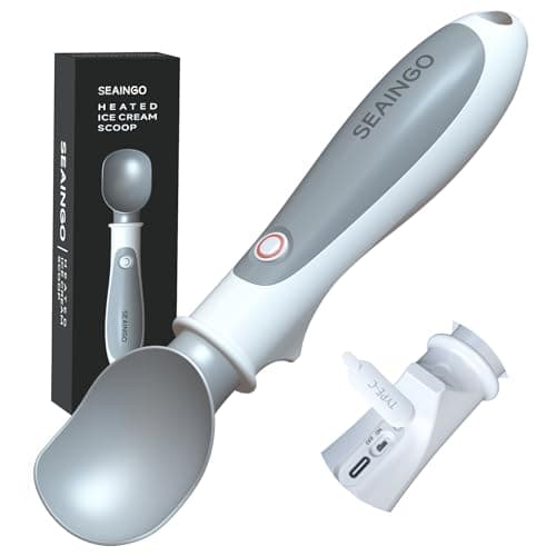 SEAINGO Heated Ice Cream Scoop - Rechargeable, ON/OFF Safety Lock Switch, Two Warming Modes, Ergonomic Handle, Electric Kitchen Tool Nonstick Scooper for Gelato, Frozen Yogurt, Sorbet & More - Image 1