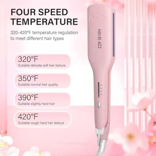 ZZR SEVEN Curling Iron Curling Wand Hair Crimper Waver, Hair Curler with Ceramic 3 Barrel for Women, Dual Voltage, Anti-Scald, Easy to Use, Pink - Thumbnail 2