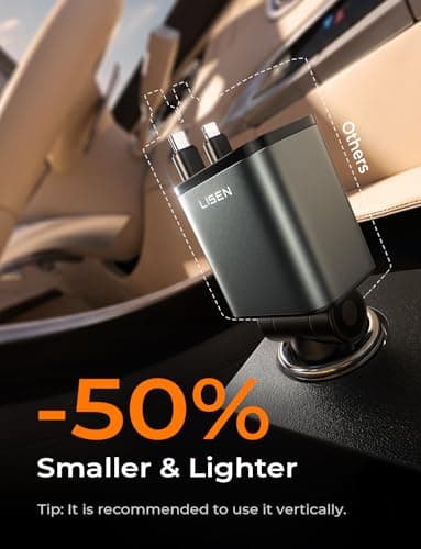 LISEN 4 in 1 Starlight Retractable Car Charger, 75W USB C Cigarette Adapter Fast Charging, Starlight Retractable Car Accessories for Women Mom, for iPhone 17 Pro Max Air 16 15 14 13 12 - Thumbnail 4