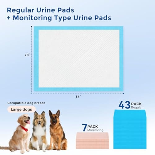 ZOMISIA Health Monitoring Puppy Pee Pads for Dogs Extra Large - 28" x 34" 7 Color Changing Pee Pads with pH Indicator + 43 Dog Potty Training Pad, Odor-Control, Super Absorbent & Leak-Proof, 50 Count - Thumbnail 6