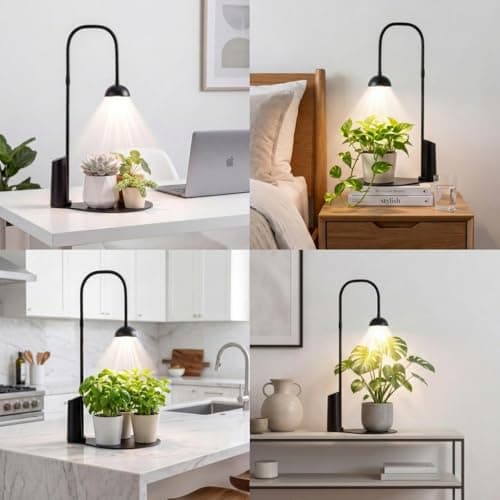 Cordless Small Grow Light for Indoor Plants, Magnetic Docking Desktop Plant Light with 4/6/8H Timer, Adjustable Gooseneck Full Spectrum LED Lamp for Office Desk, Succulents, Herbs - Thumbnail 4