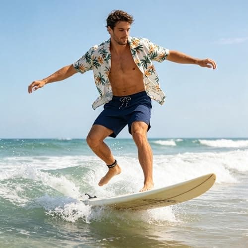 Cozople Mens Swim Trunks Blue Bathing Suit with Compression Liner Summer Quick Dry Swimming Shorts Ocean Shark Print Beach Shorts Swimwear S - Thumbnail 6