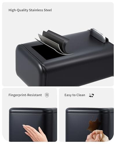 Garvee 1.3 gal Bathroom Trash Can, Step Garbage Can with Soft-Close Lid, Stainless Steel Recycling Bin with Removable Inner Bucket, Rectangular Waste Container for Living Room, Office, Black - Thumbnail 4