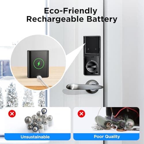 TCL D1 Pro Palm Vein Smart Lock, Keyless Entry Door Lock, Upgraded Rechargeable Battery, Front Door Smart deadboalt, App Remote Control, Auto-Lock, Waterproof, Works with Alexa - Thumbnail 5