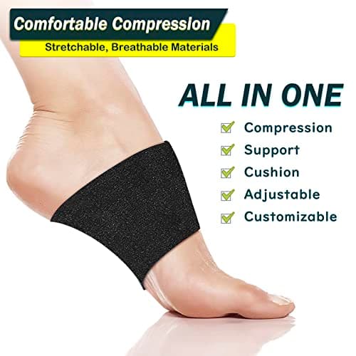 Arch Support Inserts for Pain Relief, Heel Brace for Plantar Fasciitis Relief 【Podiatrist Recommended】 Adjustable Compression Sleeves Arch Inserts, Orthotic Brace Inserts Support for Flat Feet, Fallen Arches (Black, M 8.5-12 / W 10-13) - Thumbnail 5