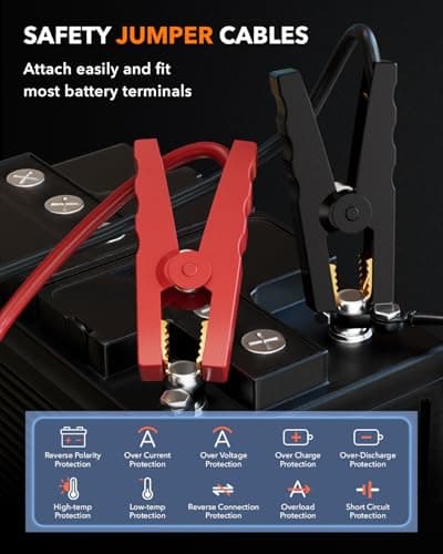 Portable Car Battery Jump Starter, 3000A - 12V Portable Jump Box for 6.0L Diesel & 8.0L Gas, Compact Battery Jump Pack, Extended Smart Jumper Cables Equipped, USB Outputs, and Lights - Thumbnail 3