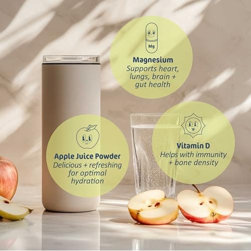 Juice Doctor Hydration Powder Electrolytes, Electrolyte Drink Mix for Dehydration Relief, Apple Juice Powder, Magnesium Citrate, Vitamin D, 1.2lb (560g / 28 Servings) - Thumbnail 5