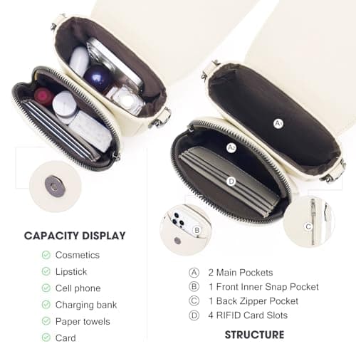 POIUGOYA Crossbody Bags for Women,Small Crossbody Purse with Triple Compartments,Cell Phone Wallet with Card Slots for Travel - Thumbnail 3