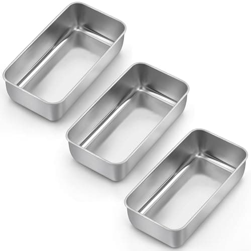 LIANYU 3 Pack Loaf Pans for Baking Bread, 9x5 Inch Bread Loaf Tin Pan, Stainless Steel Meatloaf Baking Bread Tin for Homemade Banana Bread, Dishwasher Safe