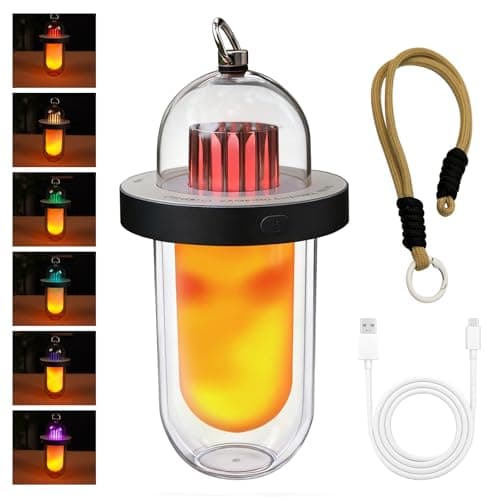 AUGE LIGHT Vintage Camping Lantern Rechargeable, LED Camping Light with Flickering Flame Effect, IP54 Waterproof Outdoor Camping Lamp for Patio, Porch, Garden Decor - Image 1