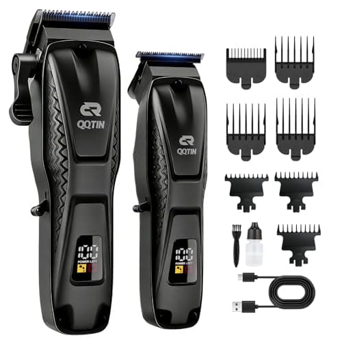 QQTIN Hair Clippers for Men Professional, Cordless Clippers and Trimmers Set for Hair Cutting, 8500RPM Rechargable Electric Hair Trimmer for Self-Haircut and Family Use (Black)