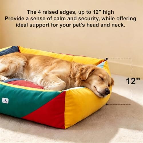 Welfibr 290 GSM Cotton Canvas Dog Couch Bed, Washable Removable Cover, Tough Bolster with Supportive Chopped Foam, Anti-Slip Bottom (Large) - Thumbnail 2