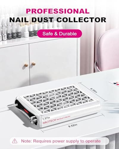 HACITECH Nail Dust Collector | 1600PA Strong Suction, 10-Level Adjustable Speed, 30 Filter Paper Included | Salon & Home Dust Collector Nail Tech - Thumbnail 6