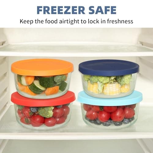 Replacement Lids for Pyrex 7200-PC 2 Cup and 7201-PC 4 Cup and 7402-PC 6/7 Cup, Silicone Round Storage Cover Lid for Anchor Hocking Glass Bowl 6 Pack Dark Blue - Thumbnail 4