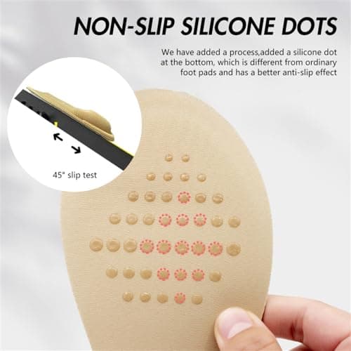 XINIFOOT 4 Pairs Ball of Foot Cushion Pads, Insoles for Heels Self Adhesive Pads, Anti-Slip Forefoot Cushion Pads, Adjustable Toe Filler Inserts Front Insoles, High Heels Shoes Inserts（Black + Skin） - Thumbnail 4