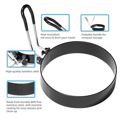 Stainless Steel Egg Rings for Frying Eggs（4 Pack） - 3.5" Round Non Stick Griddle Rings with Oil Brush, Egg Sandwich/Pancake/Cooking Molds, Breakfast Maker Accessories & Egg Separator - Thumbnail 3