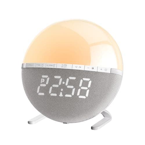 Tranquee Sunrise Alarm Clock for Bedrooms – Gentle Wake Up Light with Soothing Night Light & Ambient Sounds, Alarm Clock for Heavy Sleepers, Shift Workers, Kids & Adult, Relaxing Bedside Lamp Gift