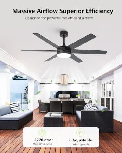 CalorHoga 60 Inch Large Ceiling Fan with Lights, Remote Control & APP - Thumbnail 4