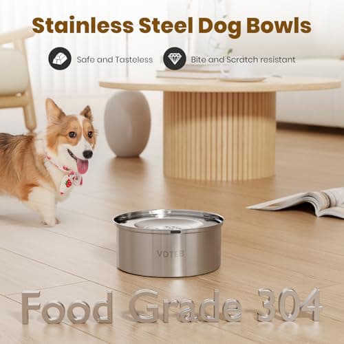 VDTEB Dog Water Bowl No Spill,3L/101oz Stainless Steel Water Bowl for Dogs, Spill Proof Slow Drinking Dog Water Feeder with Anti-Slip for Medium to Large Messy Drinkers - Thumbnail 4