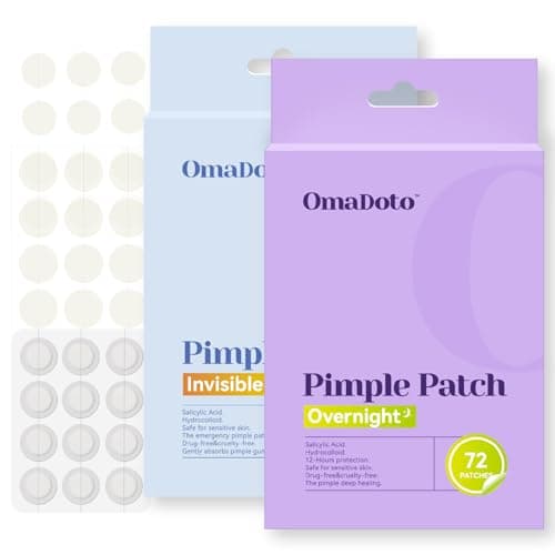 OmaDoto Day & Night Invisible Pimple Patches - (10mm & 12mm | 144 Count | 12 Sheets) - 2-in-1 Hydrocolloid Blemish Cover with Salicylic Acid, Absorbent & Protective Zit Stickers for Face - Image 1