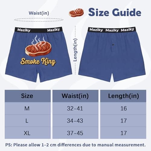 Maziky Funny Boxers for Men Novelty Mens Boxer Shorts Funny Underwear Gag Gift for Adult Christmas Birthday (US, Alpha, Medium, Regular, Regular, Blue-BBQ) - Thumbnail 3