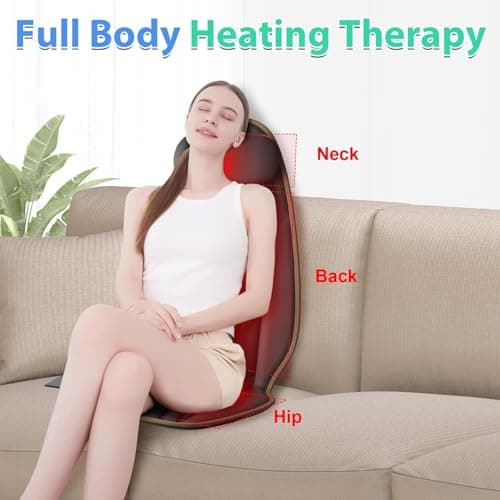 SLOTHMORE Back Massager for Chair, Heated Seat Cushion Massager with Neck Traction, Vibration Massage Pad for Full Body Massage for Office Chair, Home Use - Thumbnail 5
