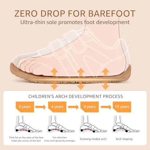 STQ KIDS Toddler Boy Shoes Wide Toe Box Barefoot Shoes Zero Drop Baby Tennis Running Shoe Lightweight Non-Slip First Walking Girls Sneakers School Classic White Black Infant Size 4 - Thumbnail 5
