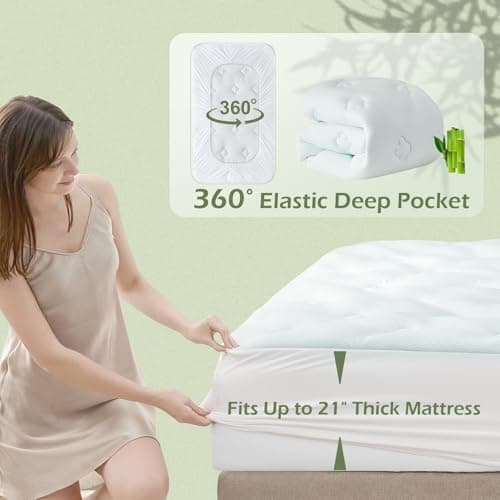 Hansleep RV Short Queen Mattress Pad Topper Memorry Foam, Camping Queen Foam Mattress Topper Viscose Derived from Bamboo, RV Mattress Pad Cover for Back Pain Relief, 60" x 75", White - Thumbnail 4