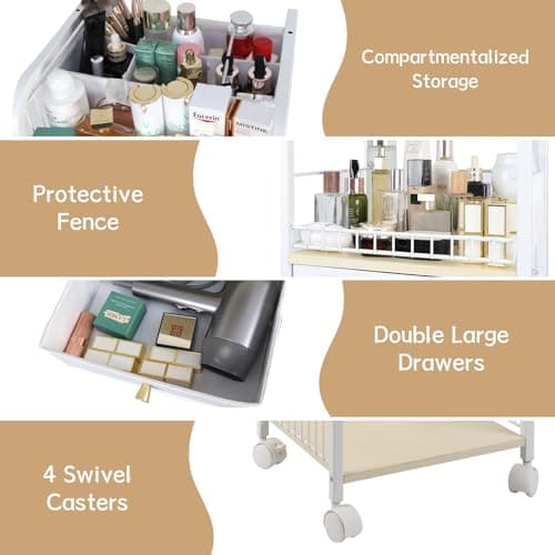YGJT Makeup Organizer, Floor Skincare Cosmetics Organizer with Drawers, Jewelry Organizers and Storage for Earring Necklace, Vanity Organizer for Skin Care Perfume Makeup Brush Nail Polish Hair Tool - Thumbnail 5