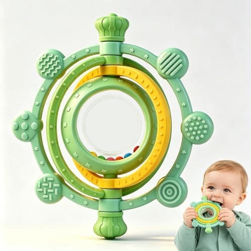 VTECHOLOGY 3D Rotatable Rattle Baby Teething Toys for 0-6 6-12 Months