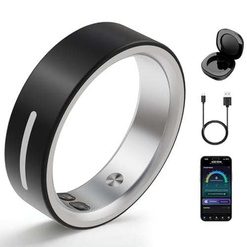 AIZO VENTIX Smart Ring for Men Women, Ceramic Fitness Tracker Ring with Heart Rate/HRV/Sleep/Fitness Management,Vibration Alerts,Women Health, Waterproof, iOS&Android(Black, 8)