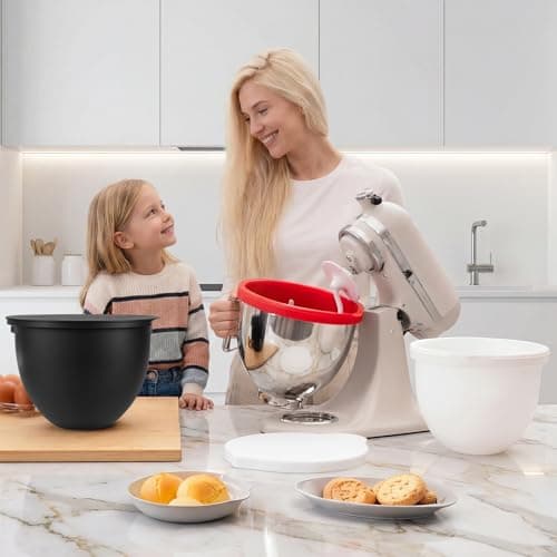 GuanQiao Silicone Bowl Liners for 5 Qt KitchenAid Mixers, 3 Liners with Lids - Thumbnail 2
