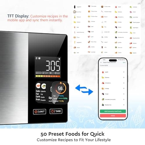 Smart Food Scales Calorie Counting Nutrition Food Scale with Free App & Bluetooth,Tracks 23 Nutrients,Dual Display with Nutrition Info,Offline Mode–for Calorie Control,Weight Loss &Fitness - Thumbnail 6