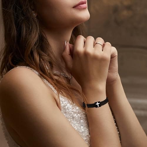 Sistble Easter Basket Stuffers for Teens, Easter Gifts First Communion Gifts for Teen Boys, Cross Bracelet for Men Christmas Basket Jesus Bible Verse Peter Inspirational Gift Handmade Rope Jewelry - Thumbnail 4